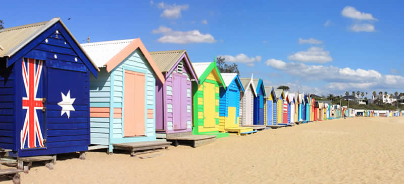 Bathing boxes at Brighton Beach, Melbourne, Victoria