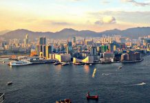 Hong Kong harbour and Kowloon from the Island Shangri-La