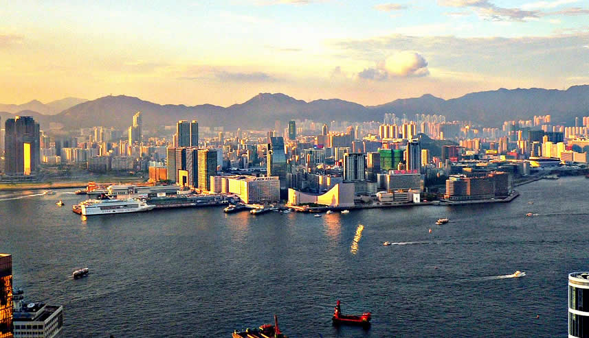 Hong Kong harbour and Kowloon from the Island Shangri-La