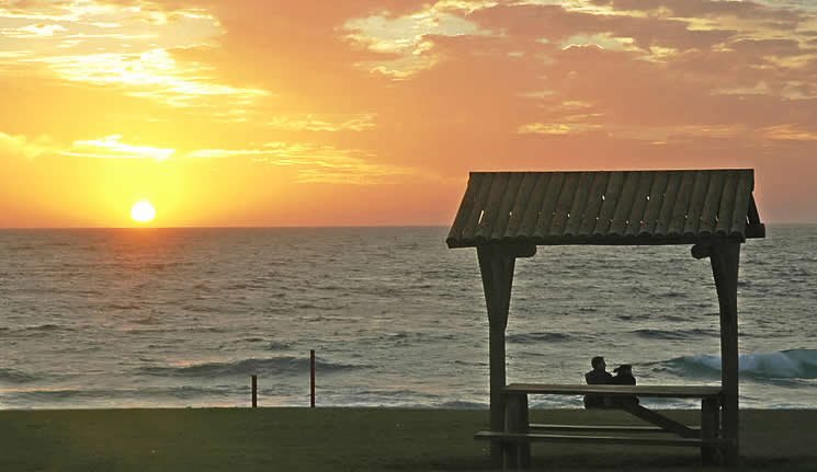 The sun setting on the Indian Ocean near Perth, Western Australia, Australia