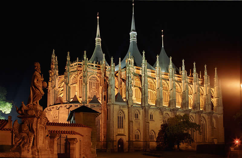 Kutná Hora - St. Barbara Church at the night - Czech Republic