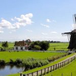 Netherlands - landscape photo - green fields - mill