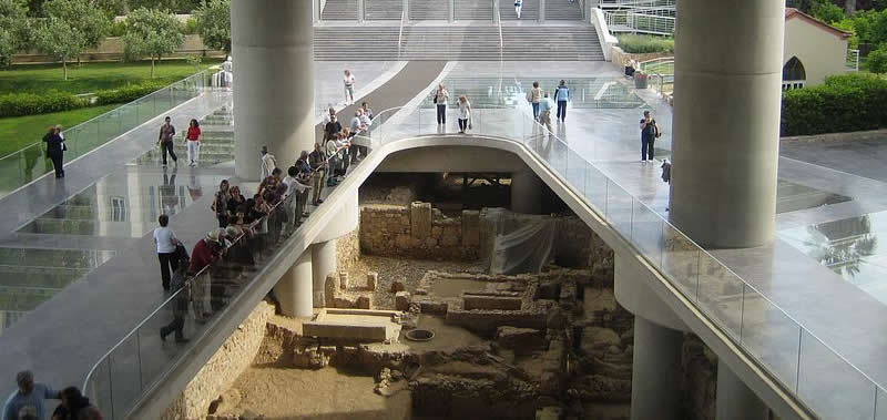 New Acropolis Museum, Athens, Greece. Ruins in the entrance.