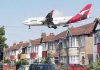Qantas airplane landing - Myrtle Avenue near Heathrow airport - Australians Travelling - London Heathrow