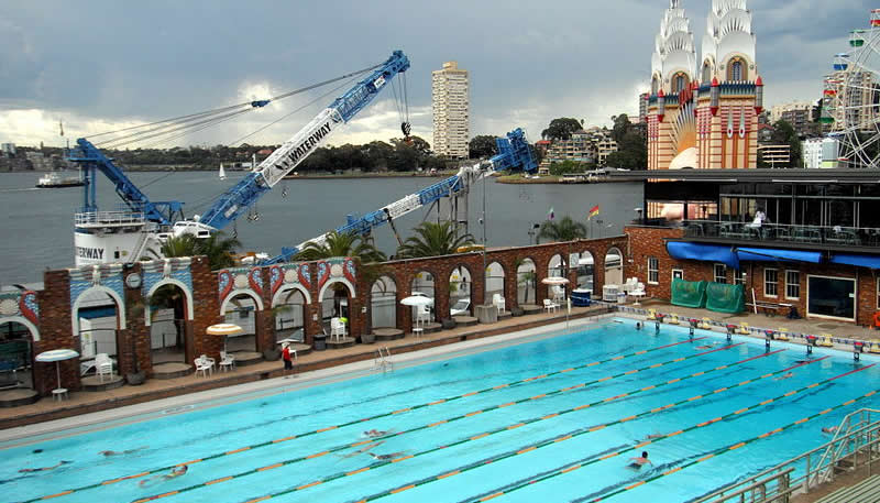 Sydney Olympic Swimming Pool near Luna Park Sydney Harbour, Australia - Travel - Australia - Sydney