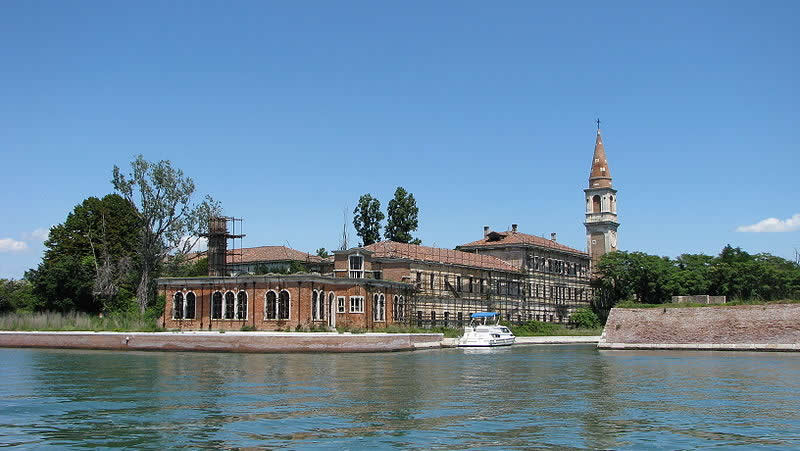 Venice - Italy - Poveglia Closeup of Hospital in the Lagoon of Venice