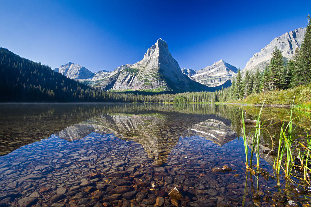 Glenns Lake as seen from the Glenns Lake Head campground in Glacier National Park, Montana, United States