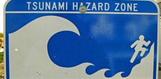 Tsunami Sign in California USA