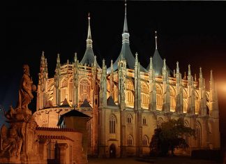 Kutná Hora - St. Barbara Church at the night - Czech Republic