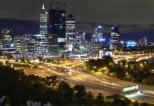 Perth CBD at night, looking from King's Park - Australia