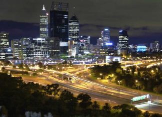 Perth CBD at night, looking from King's Park - Australia