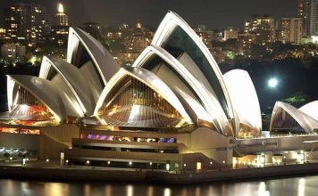 Sydney Opera House at night from Harbour Bridge - Australia travel