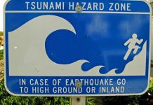 Tsunami Sign in California USA